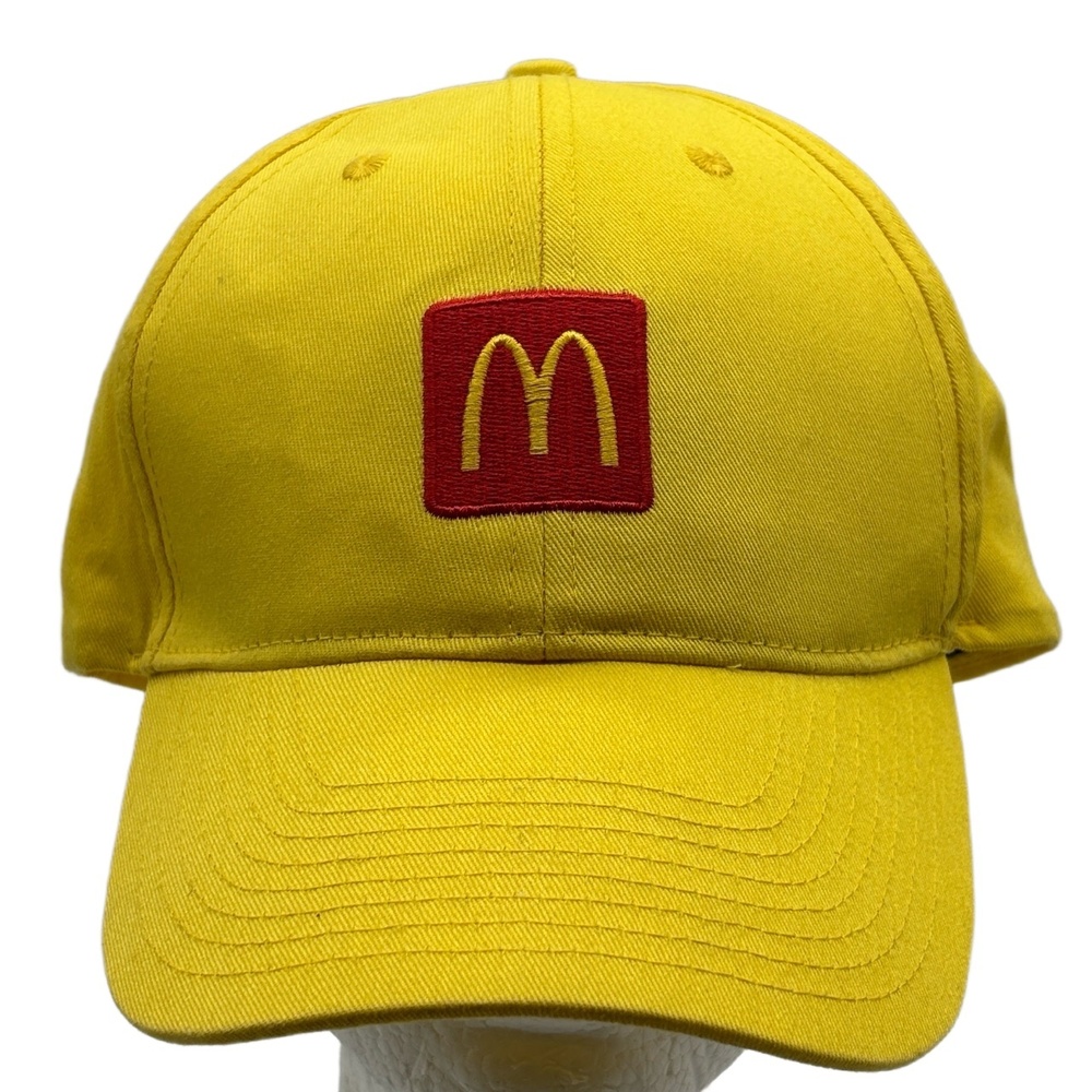 McDonald’s Golden Arches Hat Yellow Red Logo Adjustable Cap 100% Cotton H4HIT